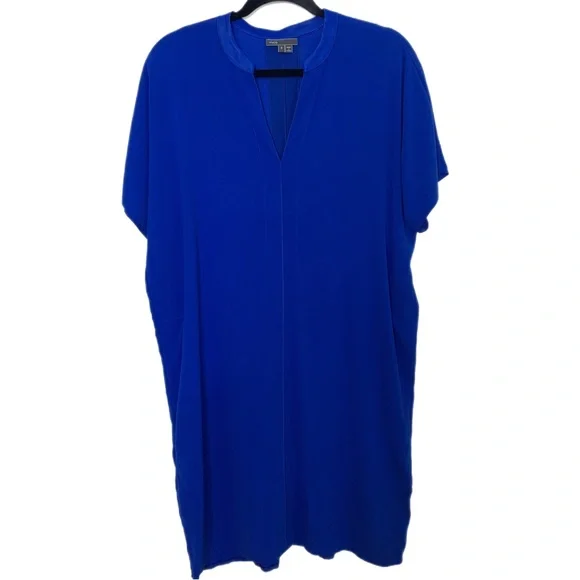 Vince Split V-Neck Cobalt Blue Shift Dress size S - Picture 2 of 8